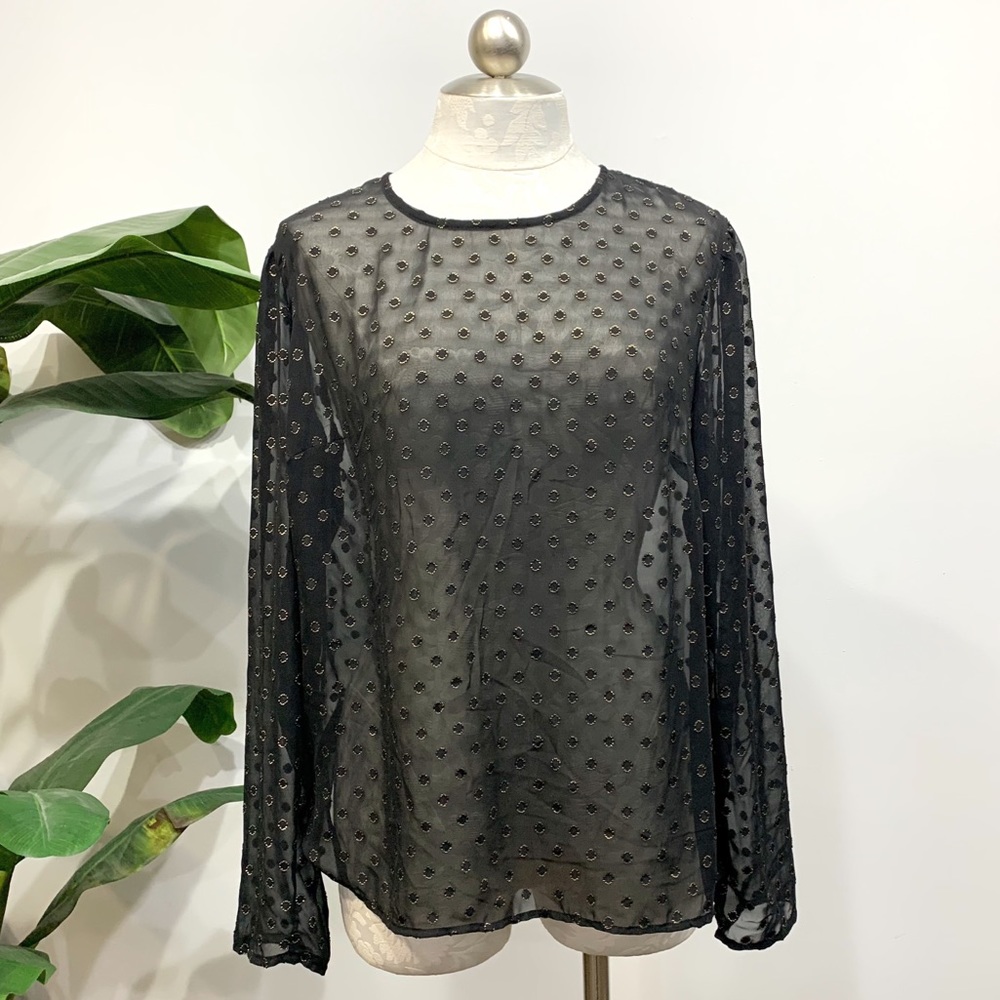 A New Day Sheer Polka Dot Long Sleeve Too